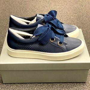 Vaneli Sport Yora Perforated Sneaker In Navy Leather